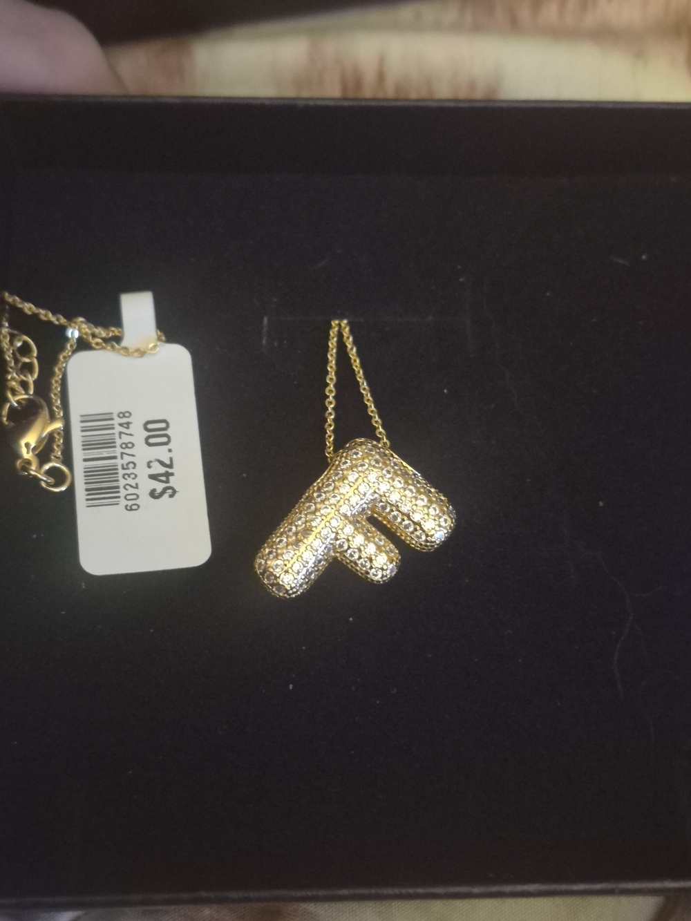 Pavé Letter F Gold-Tone Pendant Necklace